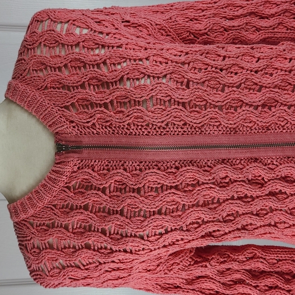 Chico's Open Knit Full Double Zip Sweater - Picture 2 of 13